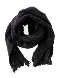 ガラ紡 Muffler Stole Heringbone / Charcoal Black