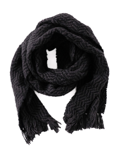 ガラ紡 Muffler Stole Heringbone / Charcoal Black