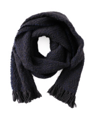 ガラ紡 Muffler Stole Heringbone / Charcoal Navy