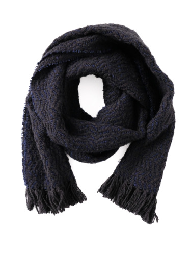 ガラ紡 Muffler Stole Heringbone / Charcoal Navy