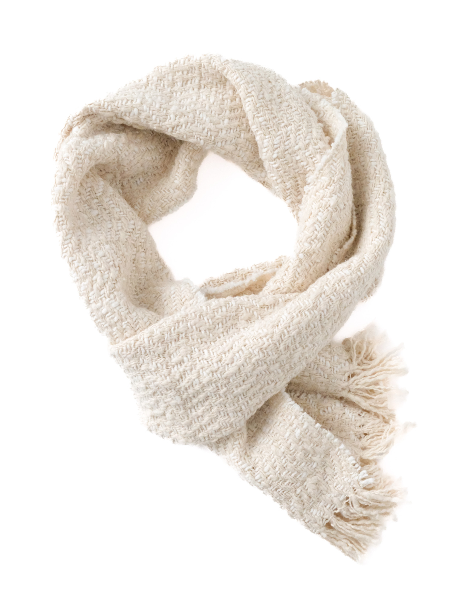 ガラ紡 Muffler Stole Heringbone / Ivory