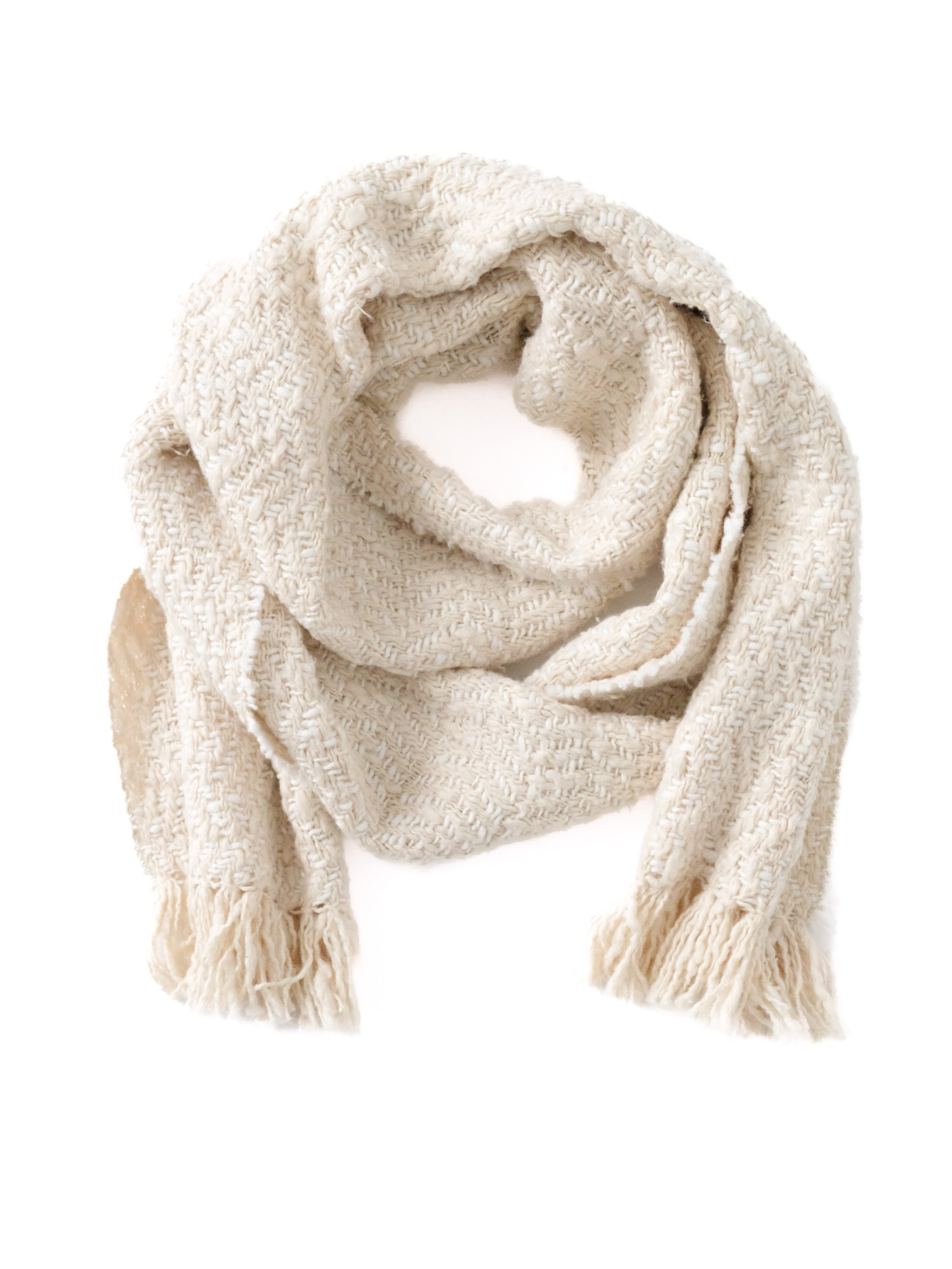 ガラ紡 Muffler Stole Heringbone / Ivory