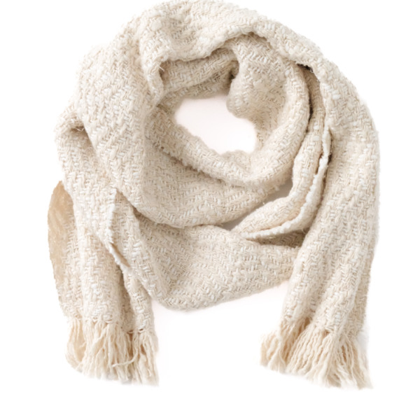 ガラ紡 Muffler Stole Heringbone / Ivory