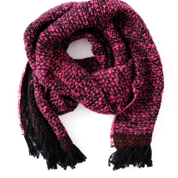 ガラ紡 Muffler Stole Double Face / Charcoal Pink