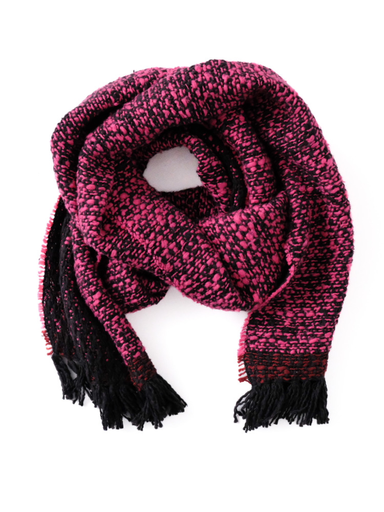 ガラ紡 Muffler Stole Double Face / Charcoal Pink
