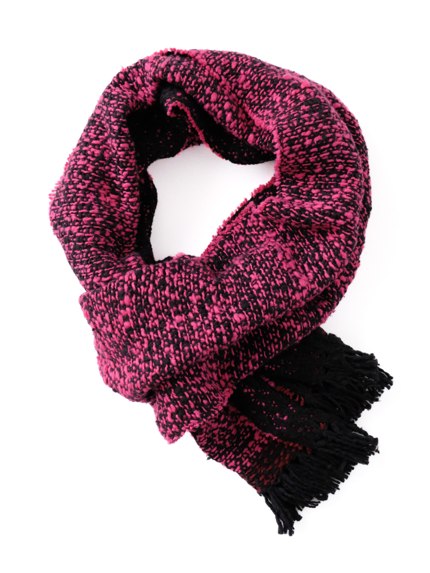 ガラ紡 Muffler Stole Double Face / Charcoal Pink