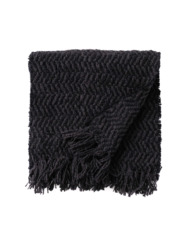 ガラ紡 Muffler Stole Heringbone / Charcoal Black