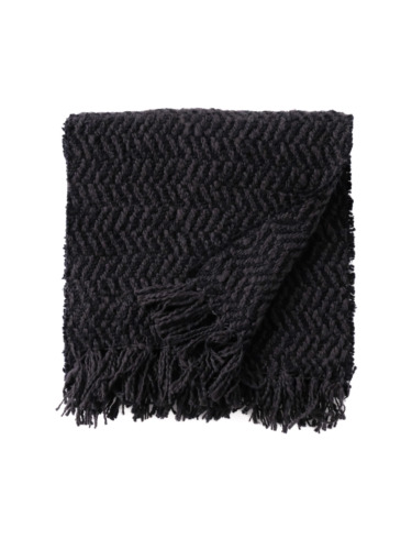 ガラ紡 Muffler Stole Heringbone / Charcoal Black