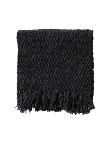 ガラ紡 Muffler Stole Heringbone / Charcoal Black