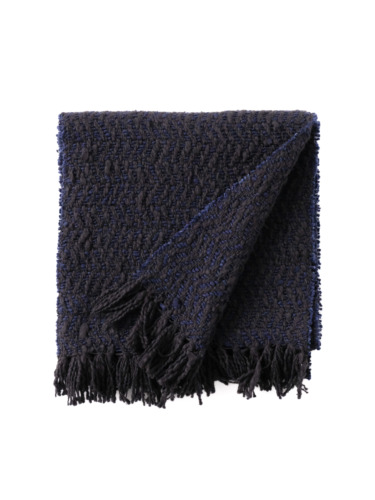 ガラ紡 Muffler Stole Heringbone / Charcoal Navy