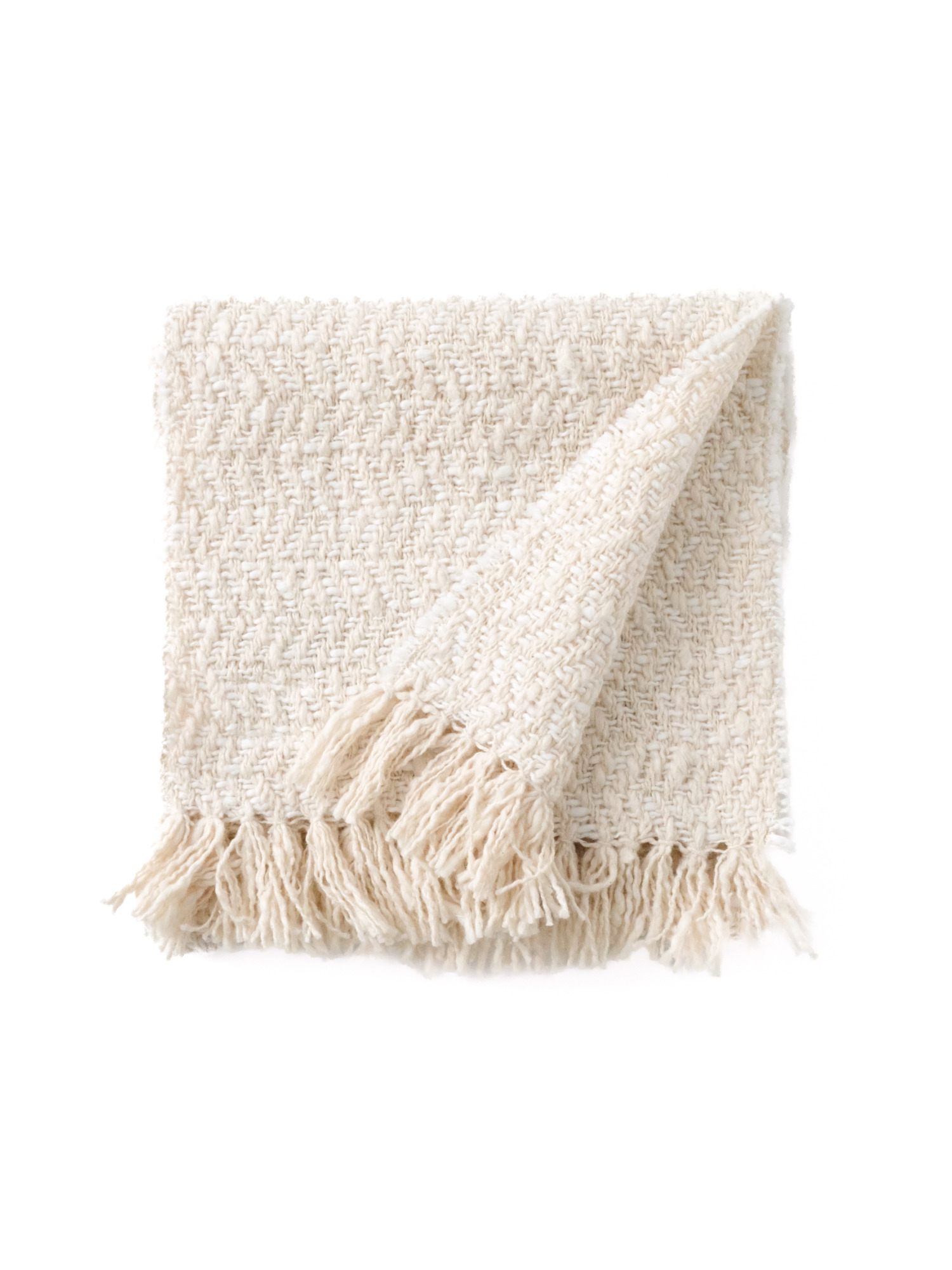 ガラ紡 Muffler Stole Heringbone / Ivory