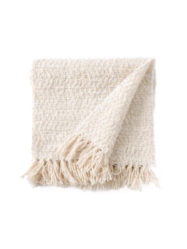 ガラ紡 Muffler Stole Heringbone / Ivory