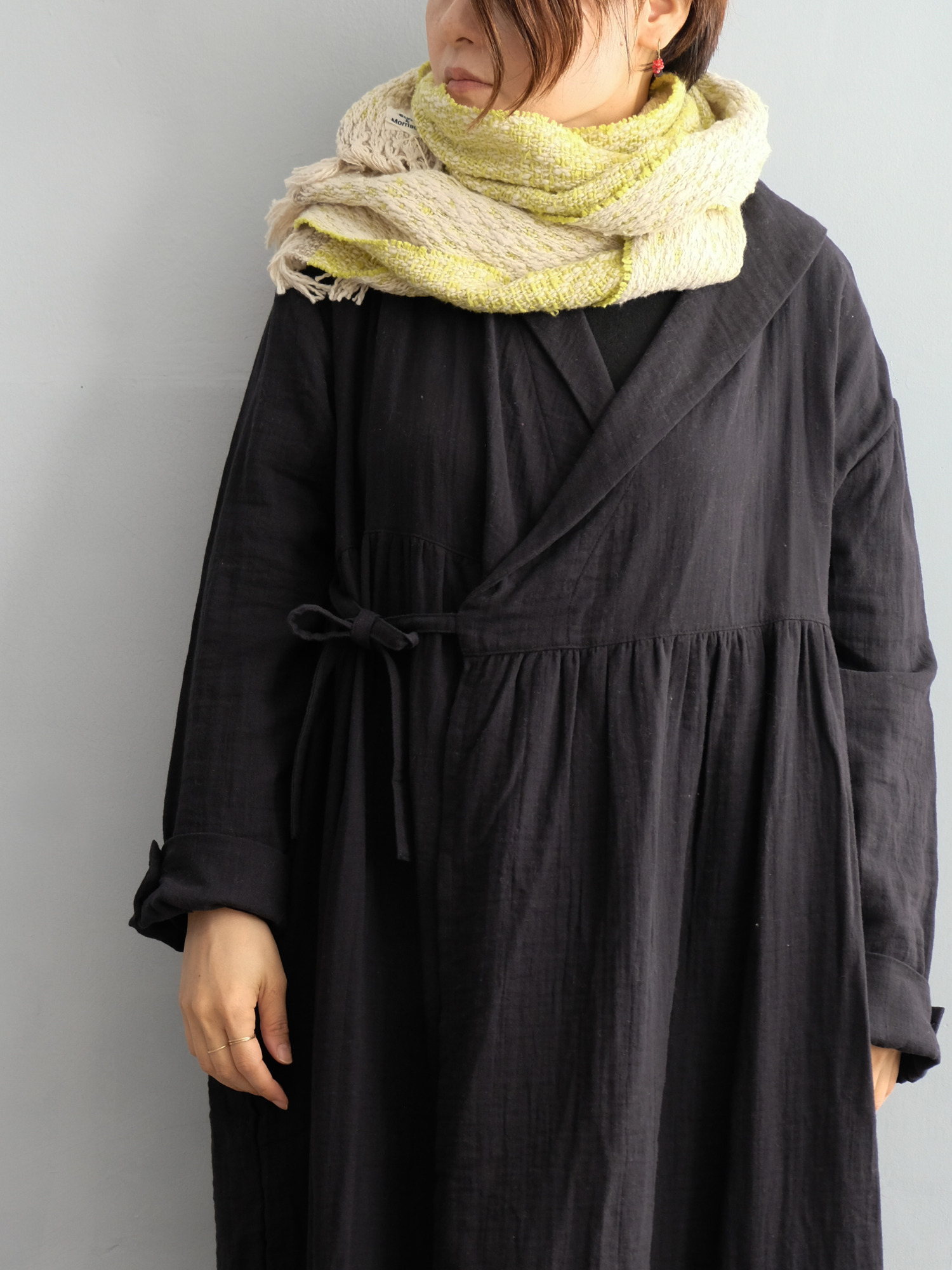 ガラ紡 Muffler Stole Double Face / Lime