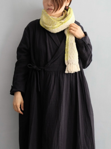 ガラ紡 Muffler Stole Double Face / Lime
