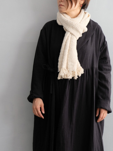 ガラ紡 Muffler Stole Heringbone / Ivory