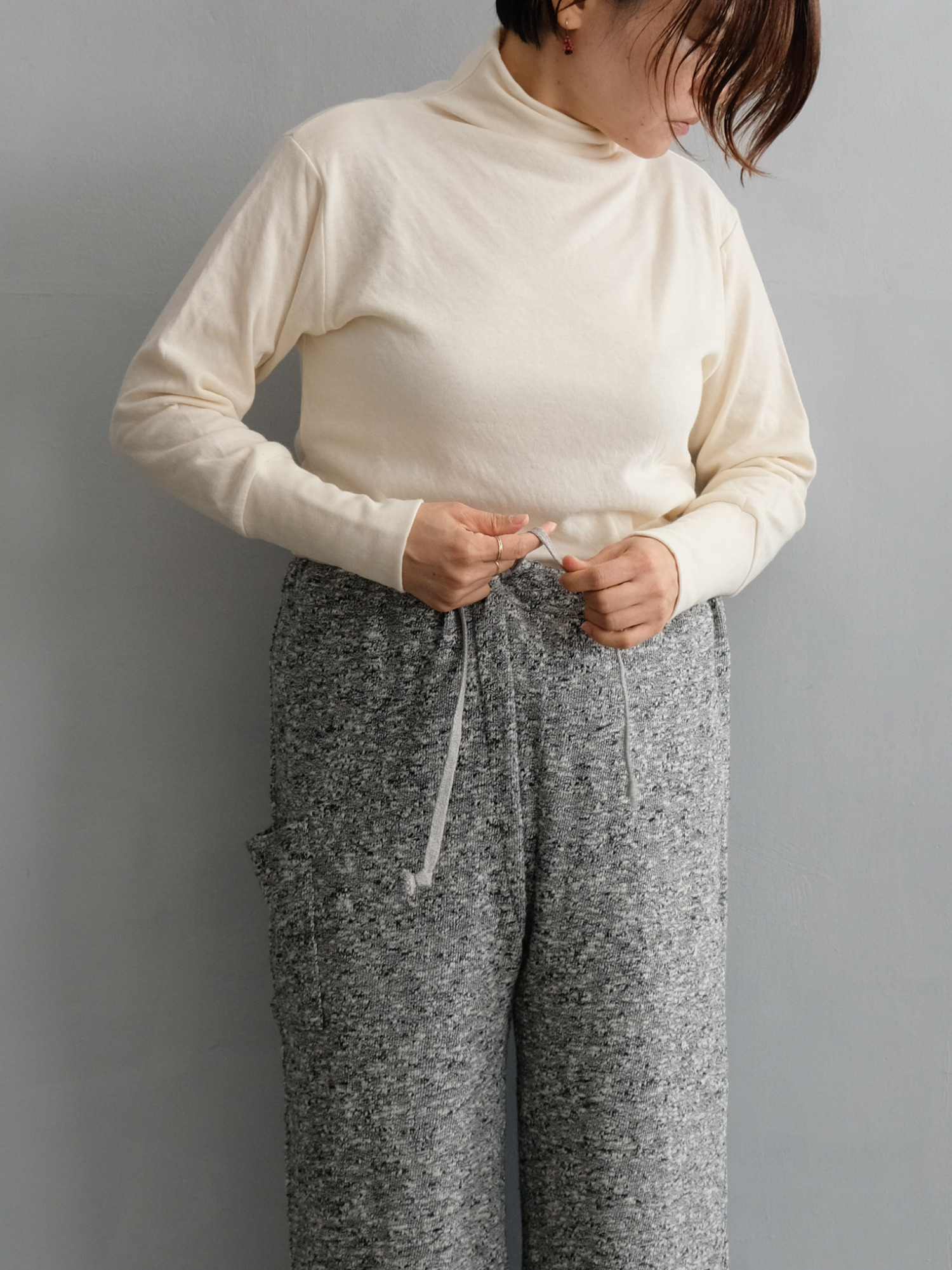 スラブコットンクロップドサンダPT / Light Gray