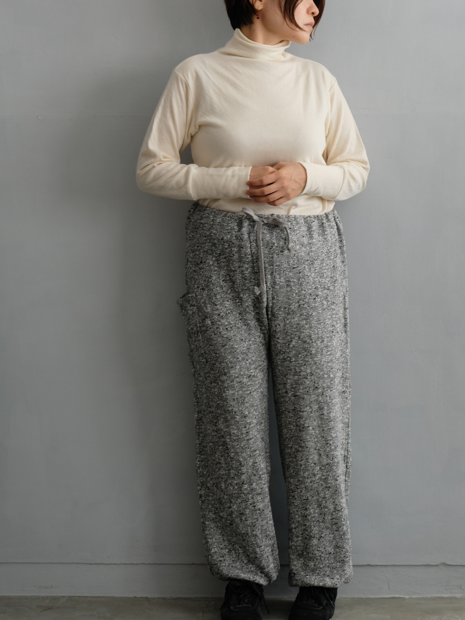 スラブコットンクロップドサンダPT / Light Gray