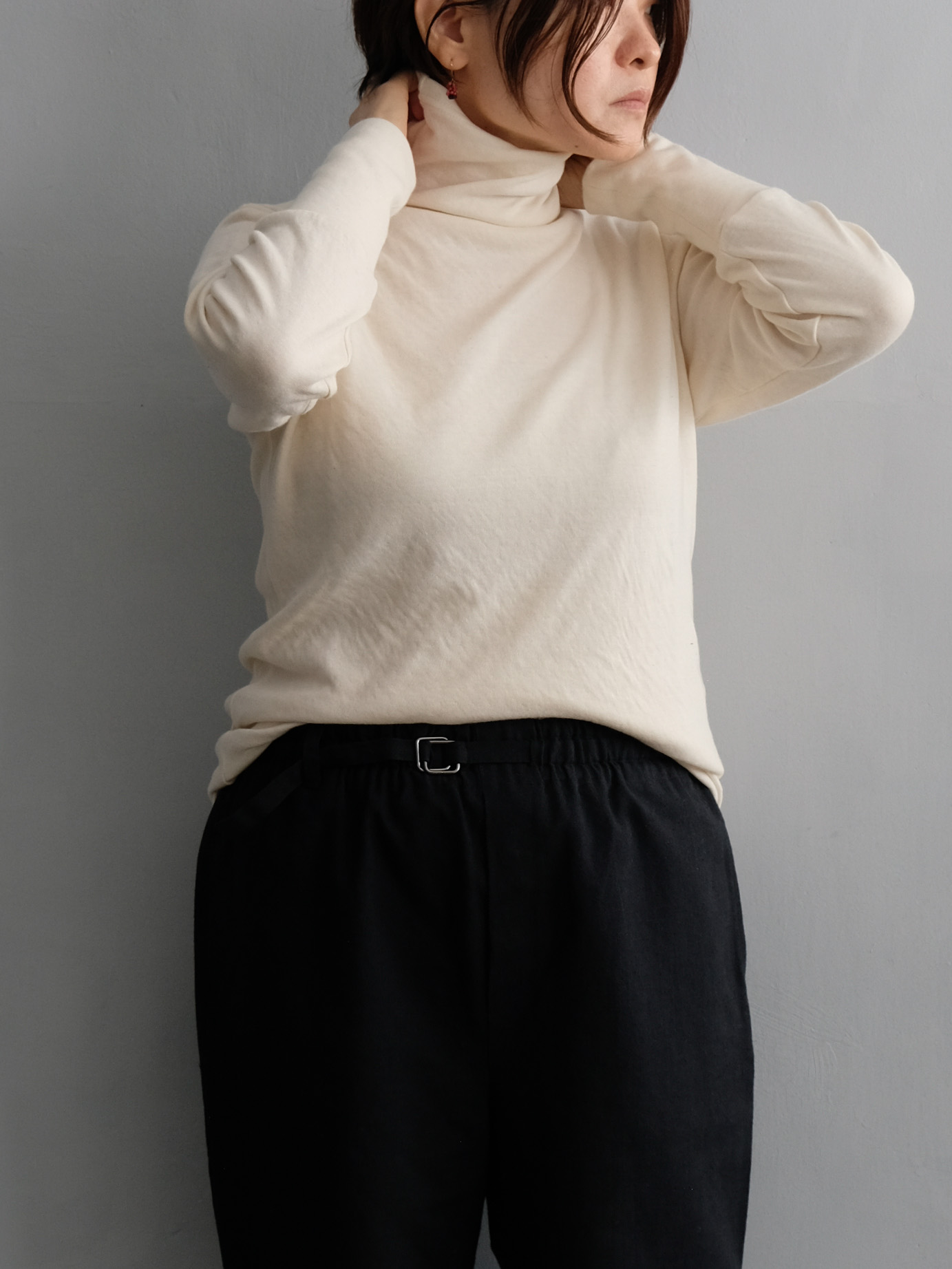 ライトキャンバスハイウエストPT / BLK