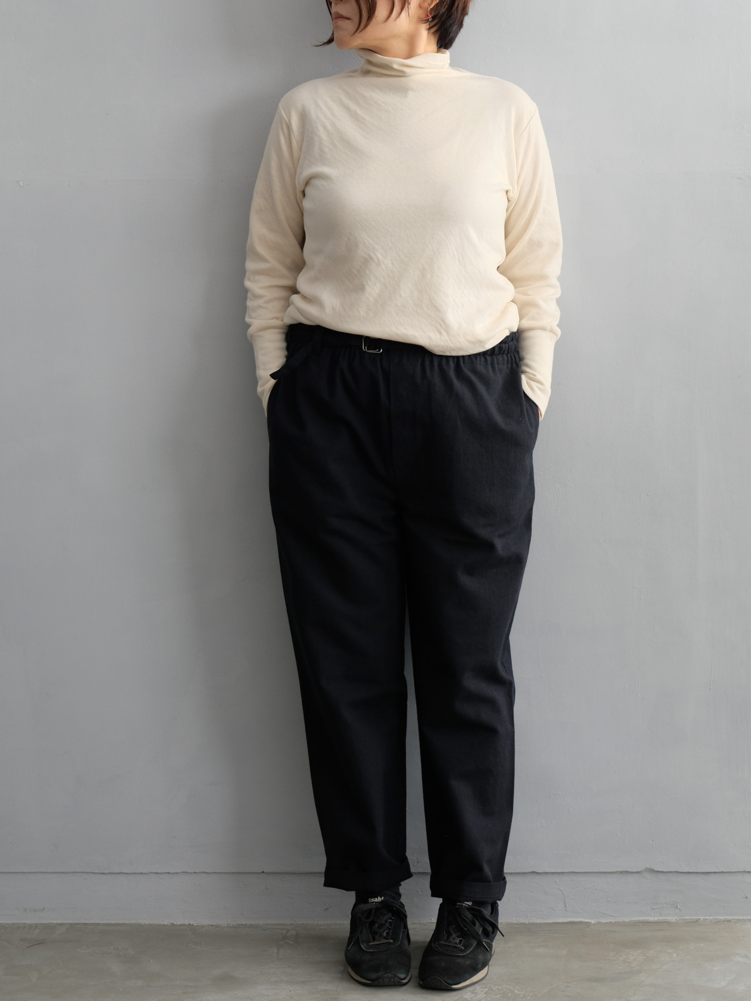 ライトキャンバスハイウエストPT / BLK