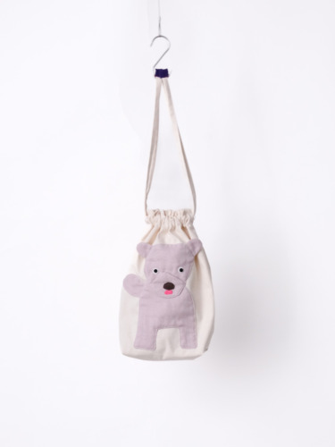 巾着バック 犬 purple gray / 25-E23