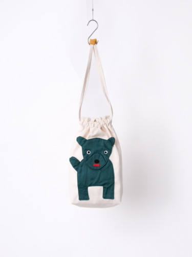 巾着バック 犬 green / 25-E21