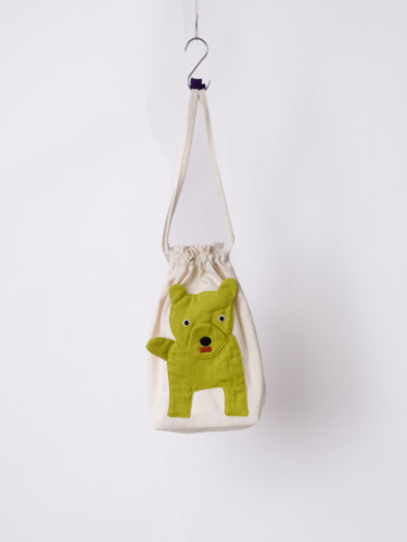 巾着バック 犬 yellow / 25-E22