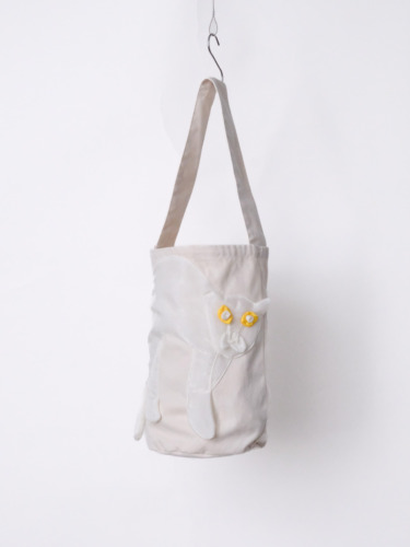 筒バック 怒っているネコ 白 / 25-E34