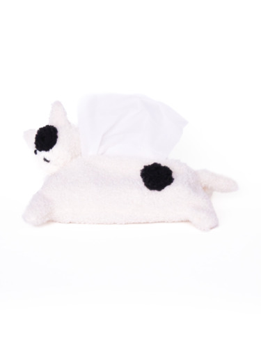 ワンコのティッシュカバー 白ブチ / 25-E06