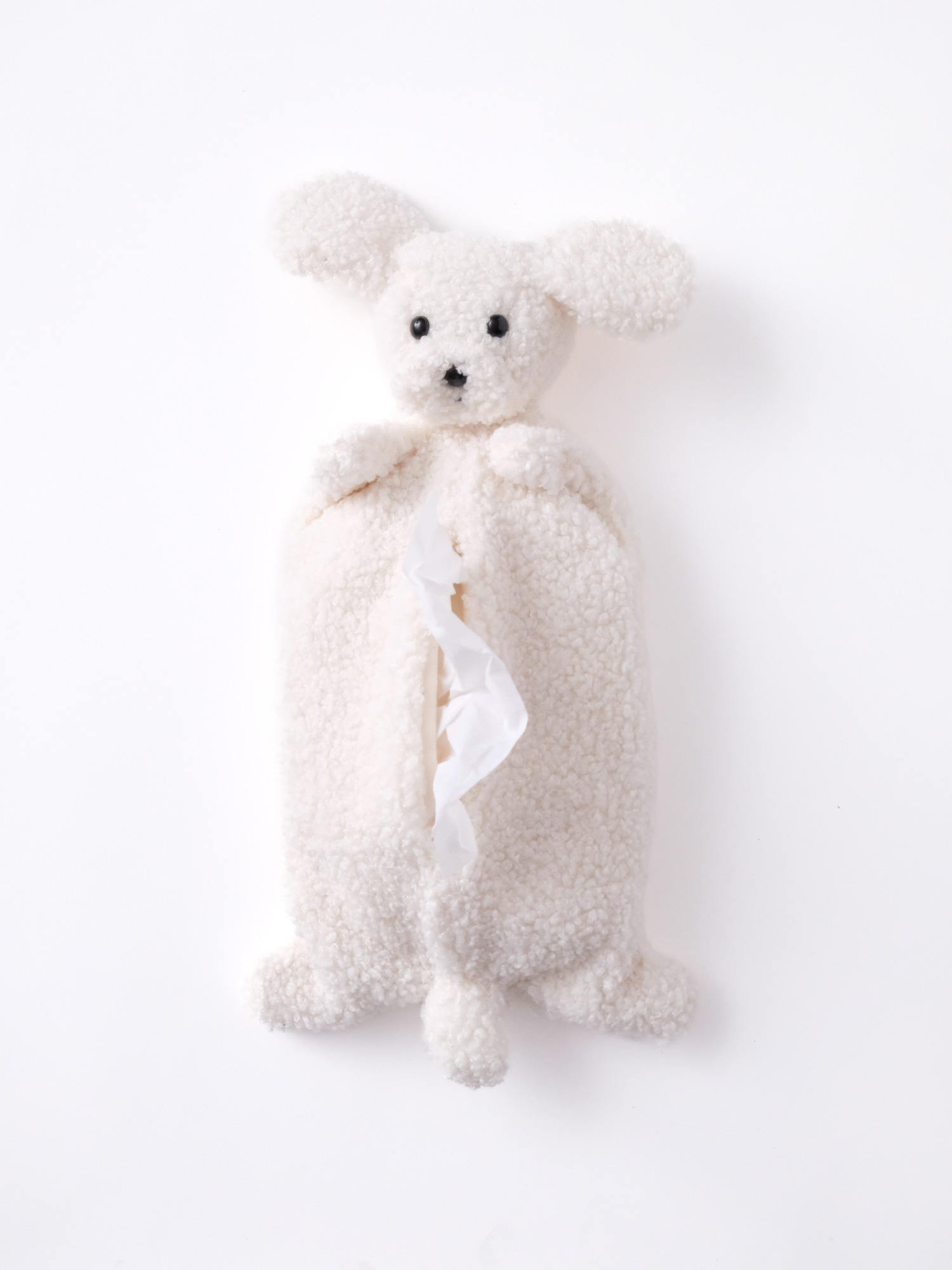 ワンコのティッシュカバー / 白（吊りタイプ）