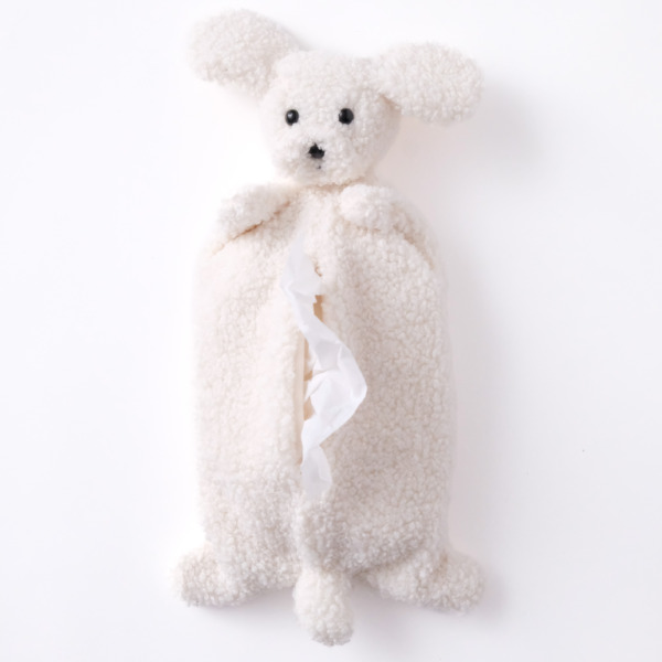 ワンコのティッシュカバー / 白(吊りタイプ)