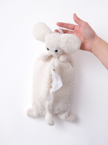 ワンコのティッシュカバー / 白（吊りタイプ）