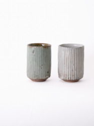 粉引切立湯呑 / 鎬