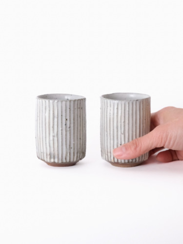 粉引切立湯呑 / 鎬