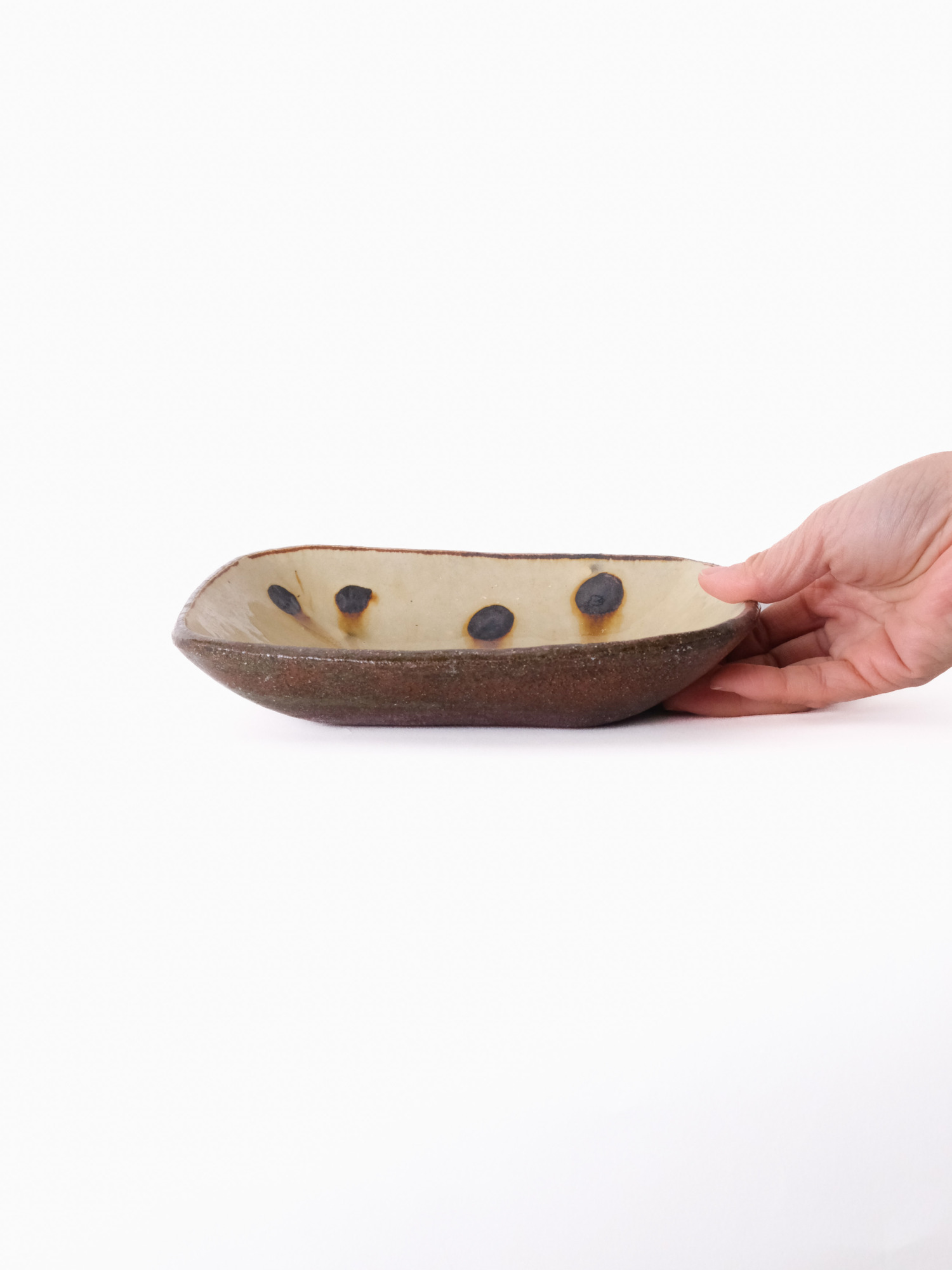 スリップウェア 長方鉢/中 26-c2