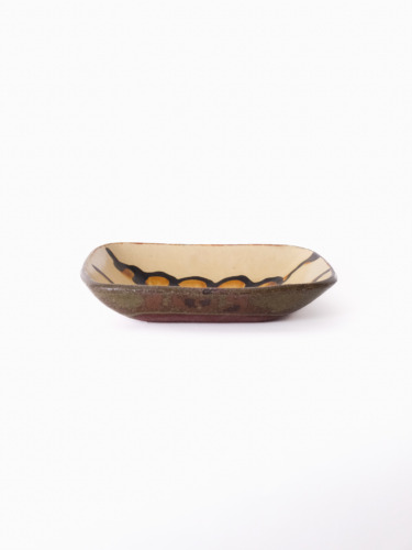 スリップウェア 長方鉢/中 26-c3