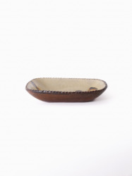 スリップウェア 長方鉢/中 26-c4