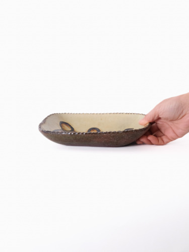 スリップウェア 長方鉢/中 26-c4