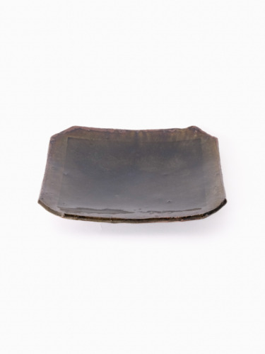 青灰隅切三ッ足皿