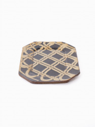 スリップウェア 長八角皿 / 中 26-e1