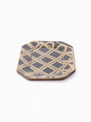 スリップウェア 長八角皿 / 中 26-e1