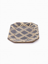 スリップウェア 長八角皿/中 26-e2