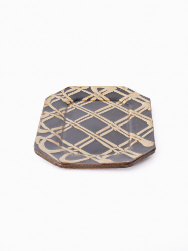 スリップウェア 長八角皿/中 26-e2