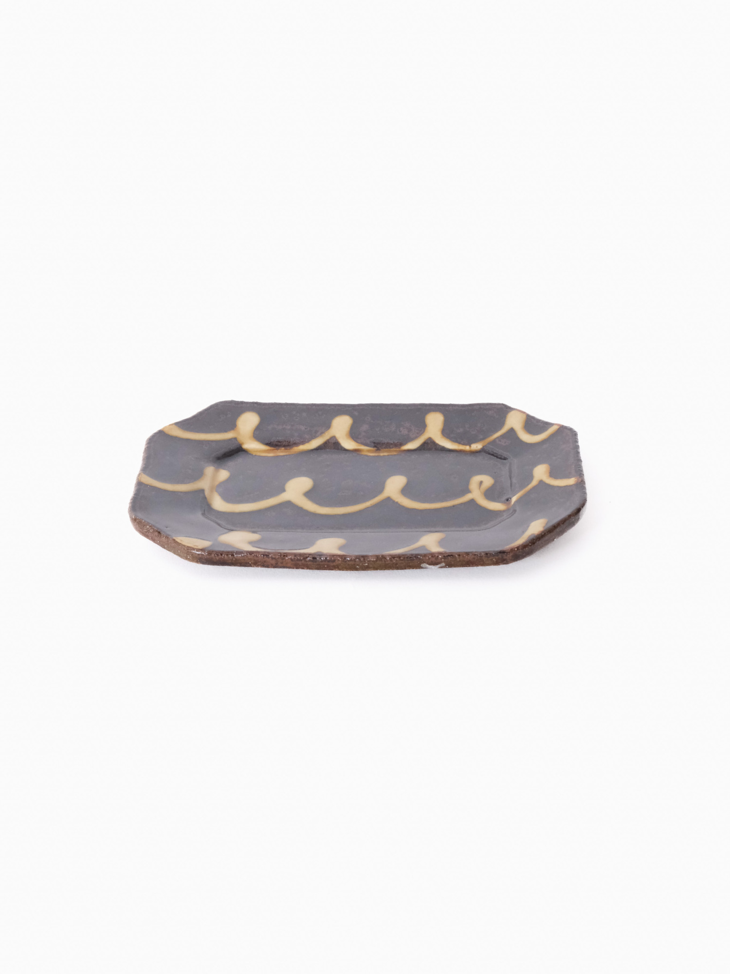 スリップウェア 長八角皿/小 26-d1