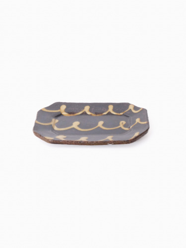 スリップウェア 長八角皿/小 26-d1