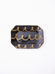 スリップウェア 長八角皿/小 26-d1