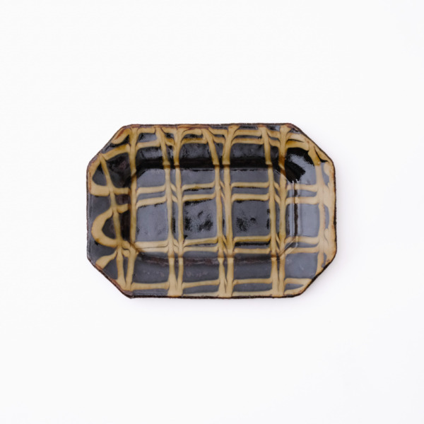 スリップウェア 長八角皿/小 26-d2