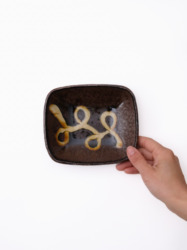 スリップウェア 長方鉢/小 26-b3