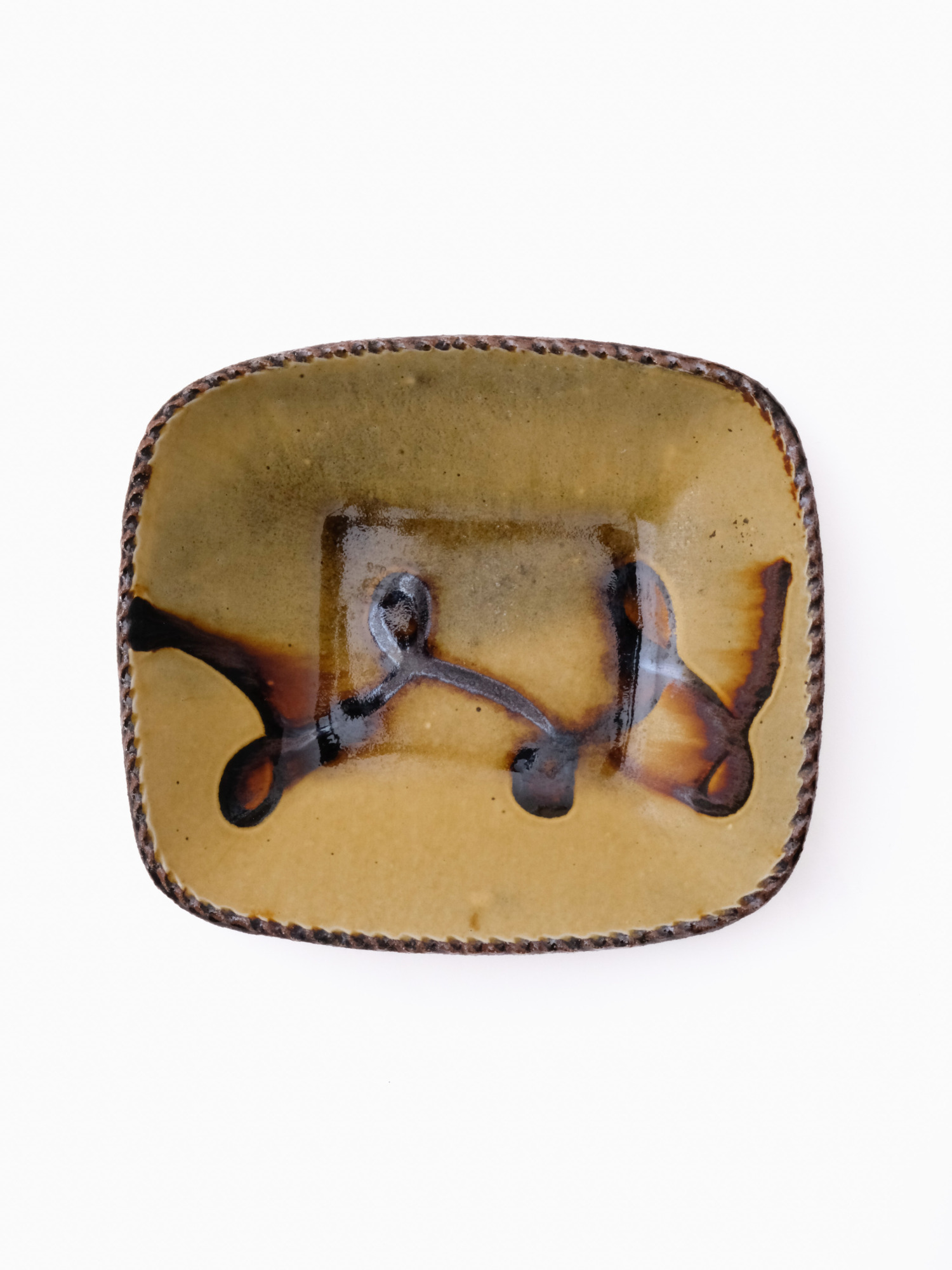 スリップウェア 長方鉢/中 26-c1