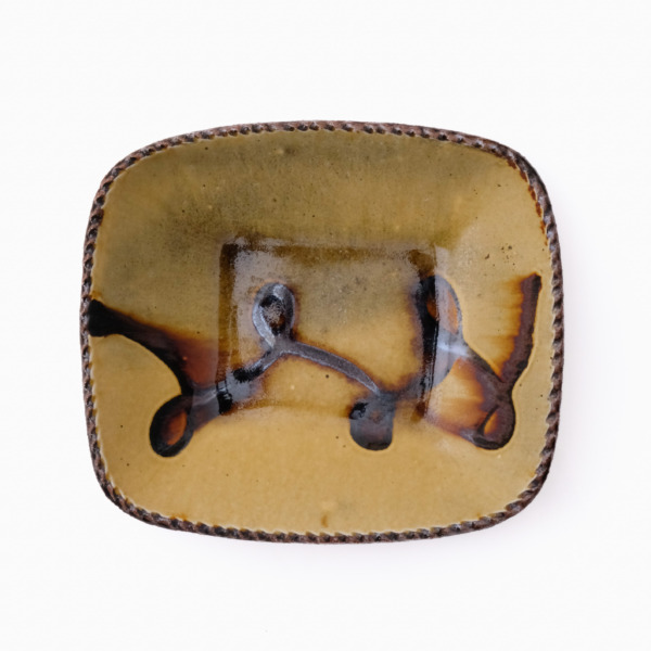 スリップウェア 長方鉢/中 26-c1