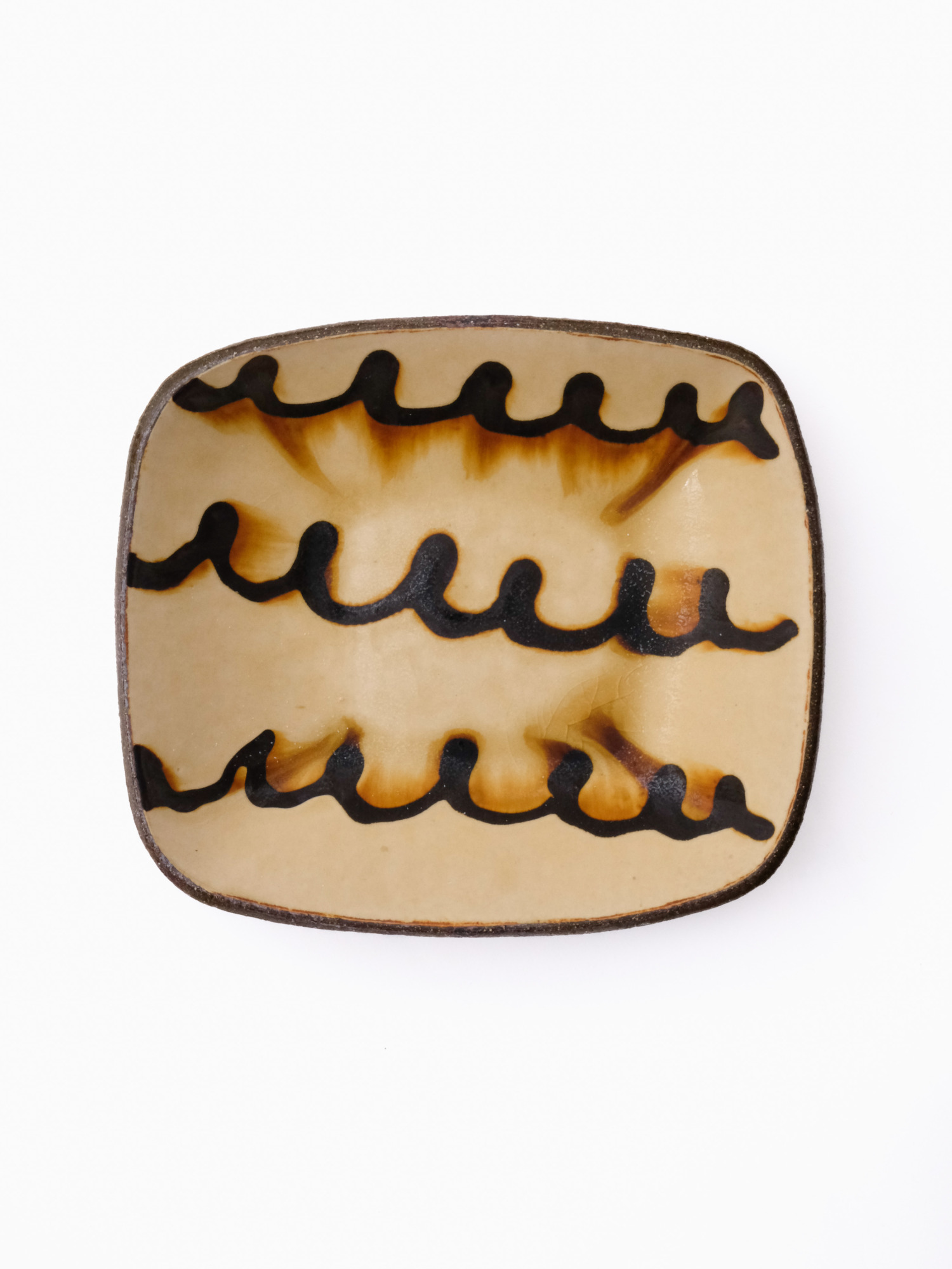 スリップウェア 長方鉢/中 26-c3